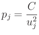 $\displaystyle p_j = \frac{C}{u_j^2}$