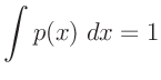 $\displaystyle \int p(x)\;d x = 1$